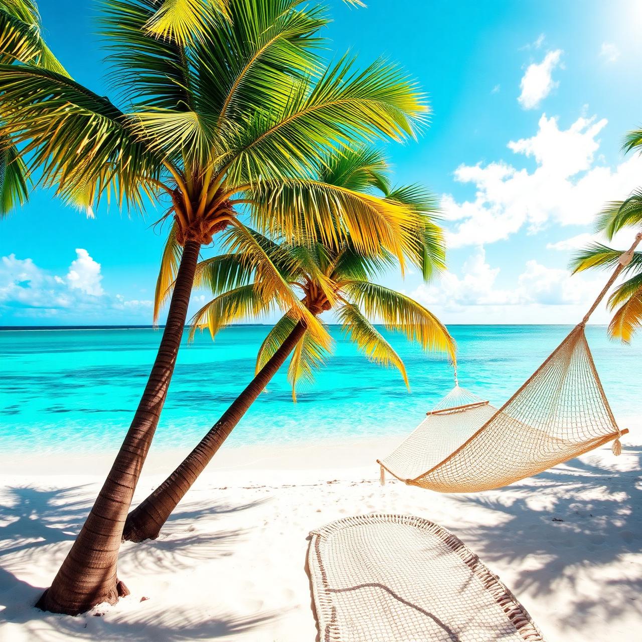 Tropical beach with palm trees